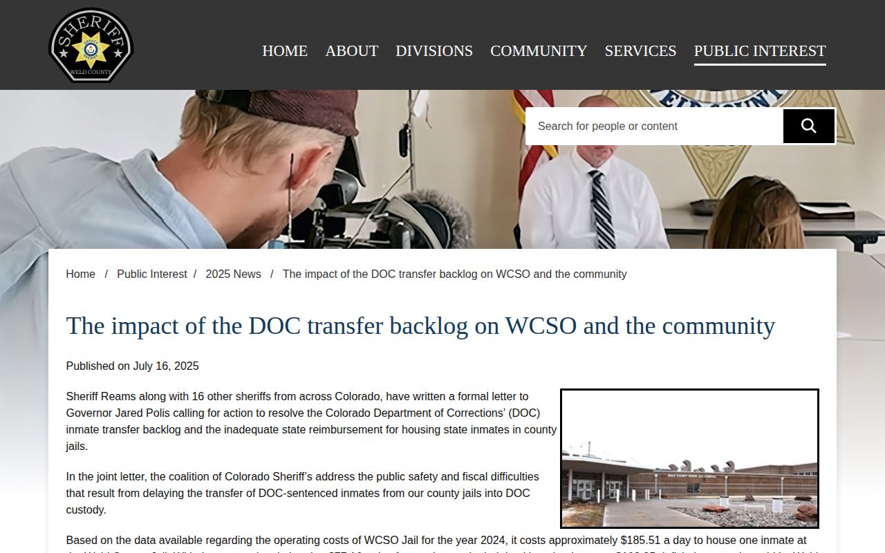 Weld County 24 hour release timing and DOC transfer context