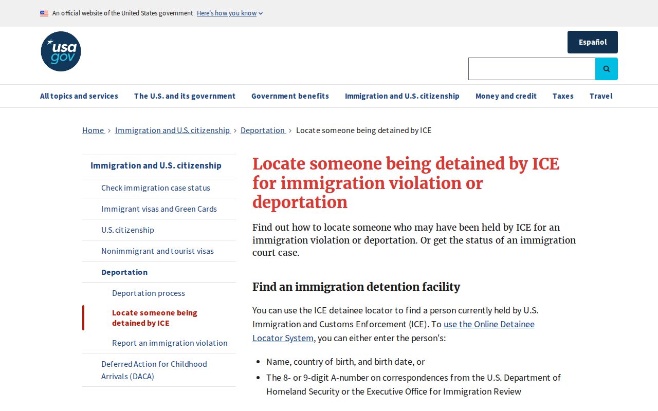 ICE detainee locator instructions for Weld County immigration custody checks