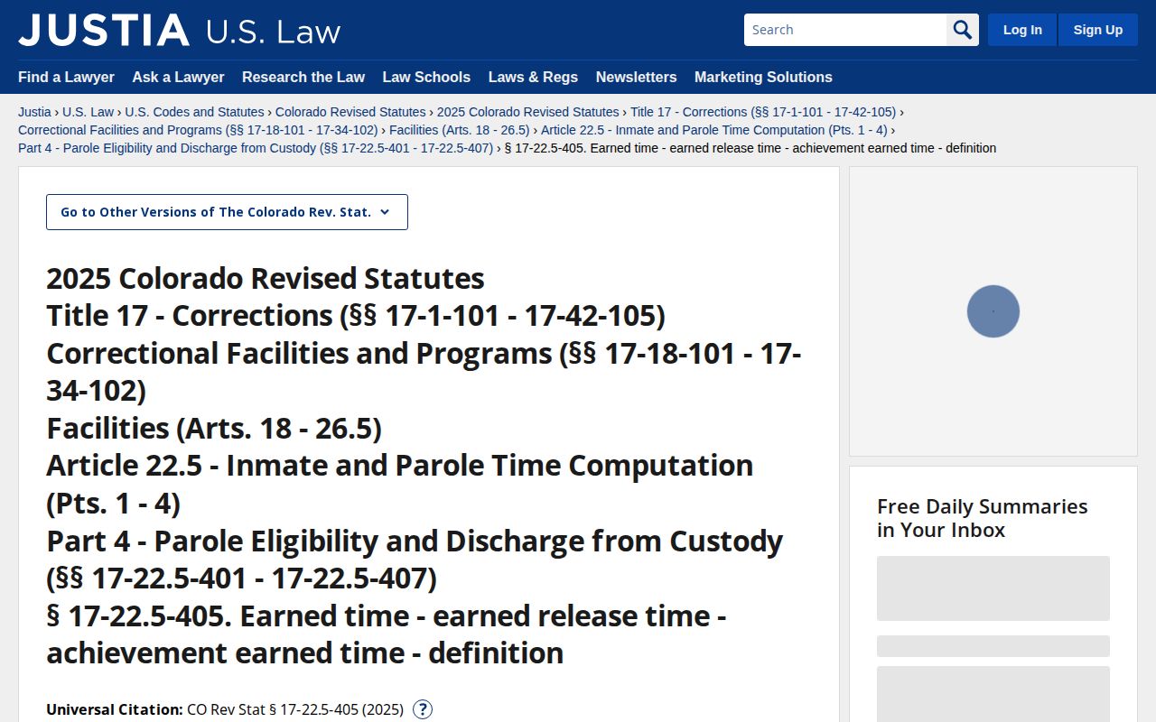 Weld County projected release date Colorado earned-time statute